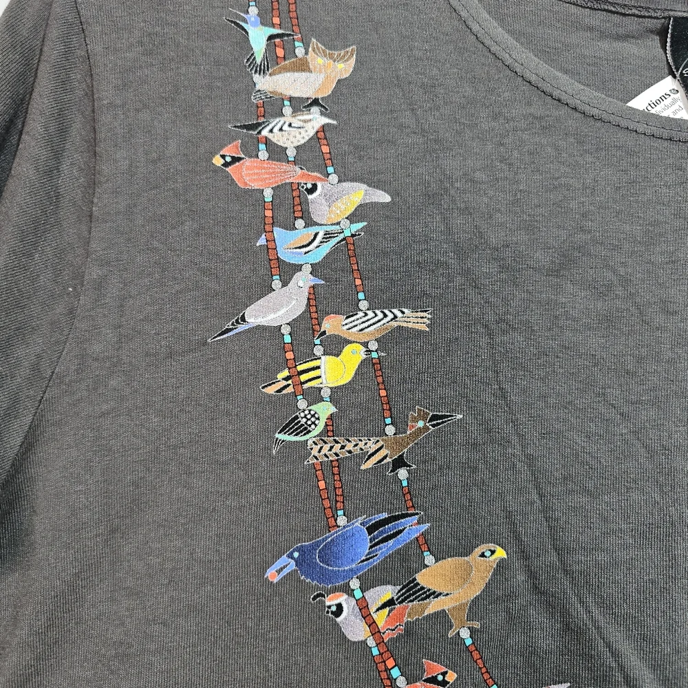 NWT Sabaku Wearable Art Gray Bird Fetish Necklace Print Shirt Sz Small USA Made. - Picture 4 of 10